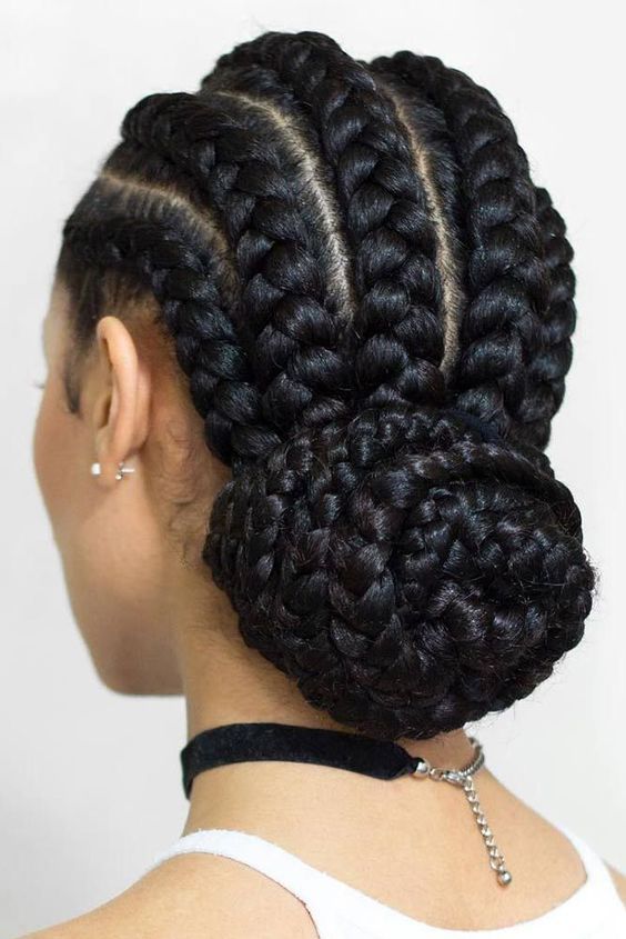 Feed-in Braids Low Bun