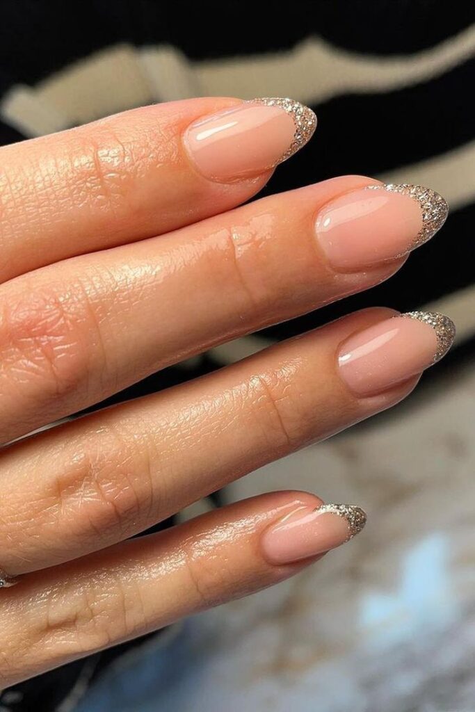 French Nail Designs with Glitter