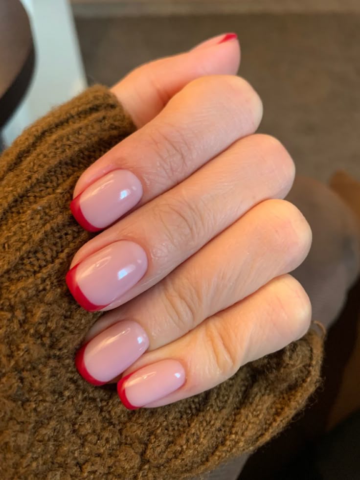 Red Tips on Short Nails: Small But Spicy